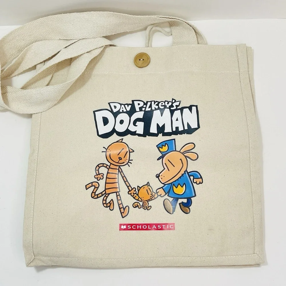 Dog Man Dav Pilkey Canvas Tote Bag Stuffed Plush Figures Toys‎ Lot of 4